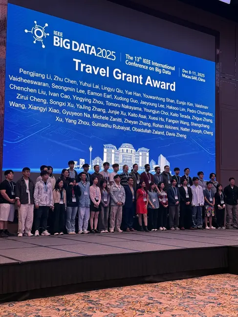 Travel Grant Award ceremony at IEEE BigData 2025 in Macau