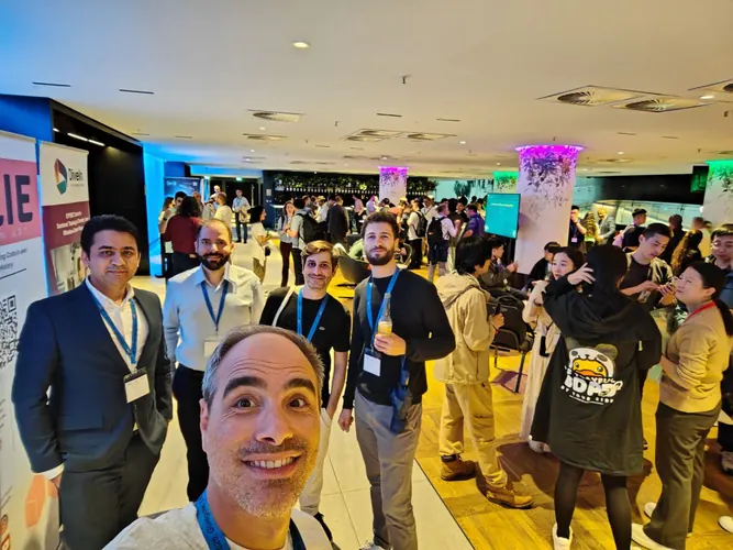 Researchers attending a busy scientific and technology event