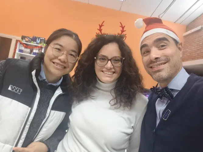 Researchers enjoying a festive moment together