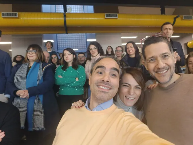 A group selfie at a shared event