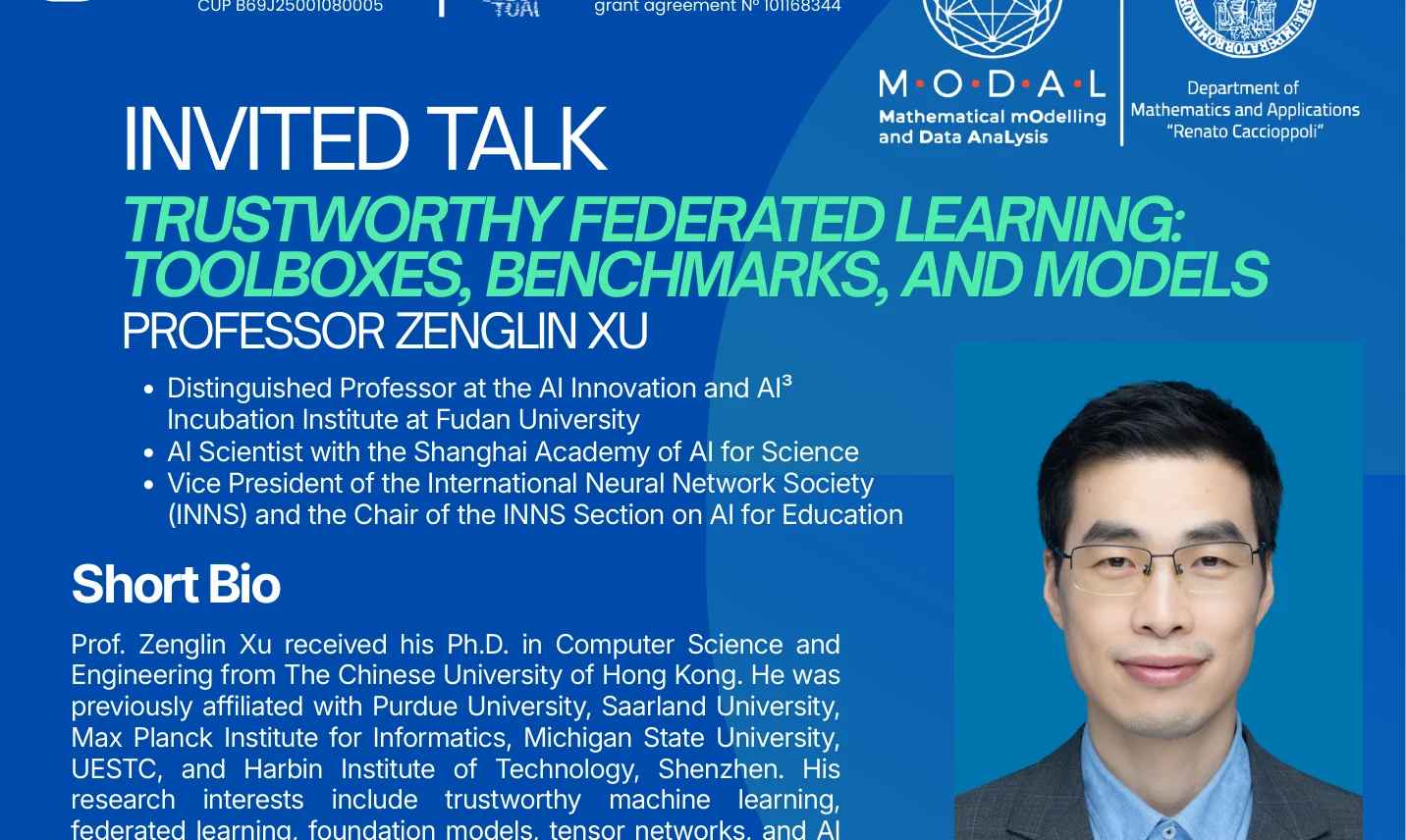 Official invitation to Professor Zenglin Xu's seminar on trustworthy federated learning